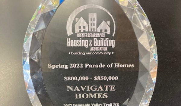 Cedar Rapids Parade of Homes Award Winner – Spring & Fall 2022