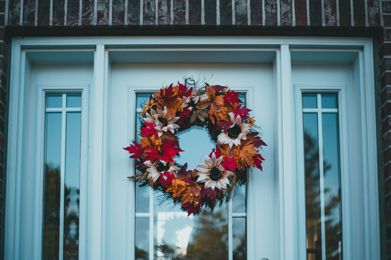 Fall wreath on front door